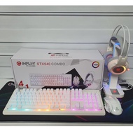 ✇INPLAY STX540 4 in 1 Combo Game RGB Keyboard&amp;Mouse Headset Mousepad Black、pink、white game set