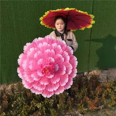 1/5pcs 70cm Retro Chinese Peony Flower Umbrella for Children Kids Dance Performance Props Wedding De