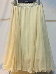 日本專櫃品牌 Heather米黃金閃閃波浪木耳裙擺紗裙