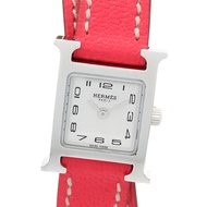 【二手】愛馬仕 HERMES 手錶 H-Watch Mini Double Tour HH1.110 白色不鏽鋼錶殼，配皮錶帶，H-Watch Mini Double Tour 女士手錶