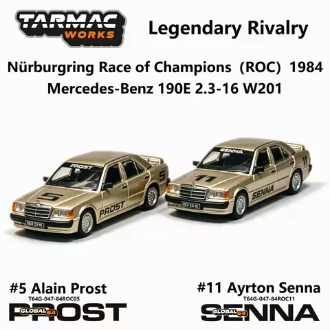 TW 1:64 Mercedes 190E #5 Alain Prost #11 Ayrton Senna 1984 Nurburgring Golden Rivalry Race Car Dieca