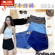 Hot Pants Jeans Women Highwaist Pants Shorts Women Side Zipper import GBJ bangkok Stretchy Material 