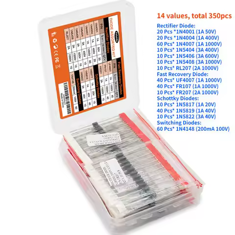 350PCS/box Diodes kit 14Values Rectifier/Fast Recovery/Schottky/Switching Diode Set 1N4001 1N4007 1N
