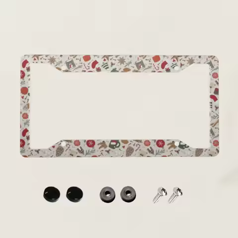 1pc Aluminum License Plate Frame-Happy Holidays Elves Candy Canes Christmas Pattern,Customized car g