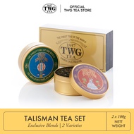 TWG Tea | Talisman Tea Set - Paris-Singapore Tea, Earl Grey Fortune Tea in Artisan Tea Tin Gift Box (2 x 100g)