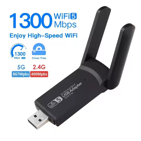 1300Mbps USB WiFi Adapter AC1300 WiFi 5 Ethernet Network Card Dual Band 5G 2.4G USB2.0 WiFi Dongle f