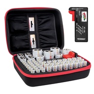 Battery Organizer Storage Case with Battery Tester, Holds 60 Batteries AA AAA C D 9V (Batteries not 