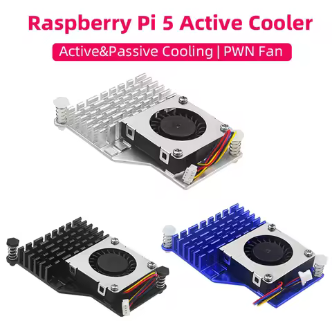 Raspberry Pi 5 Active Cooler Aluminum Heatsink PWM Speed Adjustable Fan Black Silver Blue Cooling Ra