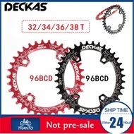 DECKAS 96BCD MTB Bike Round Oval Chainring Sprocket 32/34/36/38t Narrow Wide Chainrings