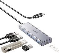 5 Port USB C Hub Ethernet, USB 3.0 Hub Splitter 5Gbps + PD10W, Data Ports Multiport Adapter, 30 cm D