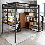 Simple Bedroom Iron Art Raised Bed Student Dormitory Bed Under Bed Bed Small Apartment Apartment Lof