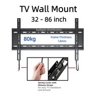32 - 86 inch TV Wall Mount Bracket Holder with Spring Lock 1.8mm Thickness 80kg 3122.1