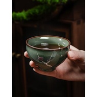 陶瓷日式開片男士官窯聞香茶杯