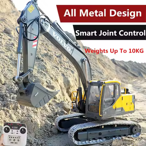 Powerful Alloy Bucket 2.4G Remote Control Excavator 1:14 60Mins 360 °Rotation Simulation Cab Full Me