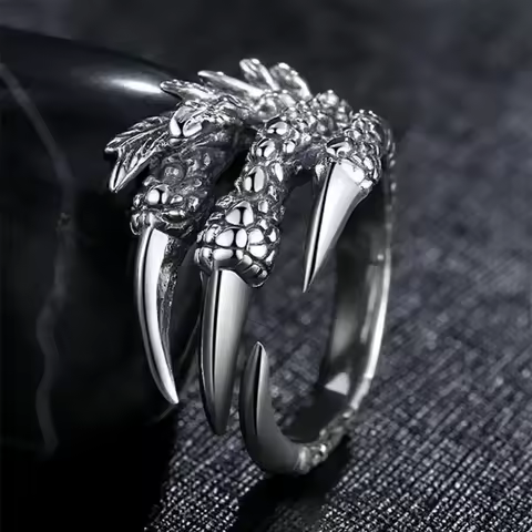 Vintage Punk Dragon Eagle Claw Ring for Men Women Personality Fashion Hip Hop Rock Finger Jewelry Ac