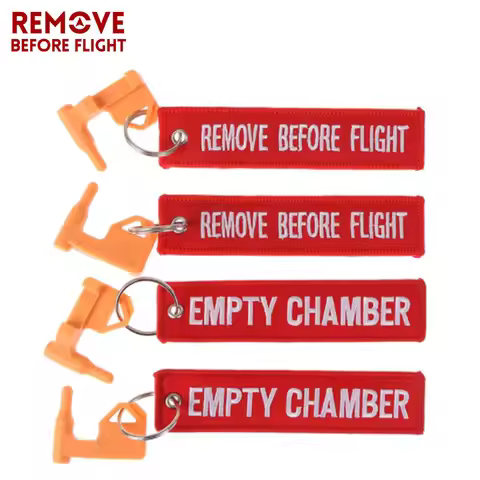 2PCS/Set Tactical REMOVE BEFORE FLIGHT Keychains Chamber Safety Flag Includes Built-in Flathead Tool
