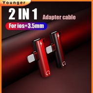 2 In 1 ios+3.5mm Aluminum Alloy Audio Converter For ios Headphone Charging Adapter Cable For Music L