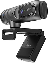 j5create 2K@60FPS AI Webcam with AI Framing, Auto-Focus, High Fidelity Mic,Privacy Cover, and Extend