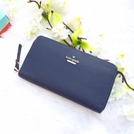 Kate Spade Spencer Zip Around Continental Wallet in Plain Navy Blue Saffiano Leather - Ladies Long W