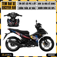 Tem Exciter 150 Mẫu Malaysia | EX15041 | Team Decal Rời Hình Dán Xe Máy Ex150 Xanh Đỏ Đen Trắng Chốn