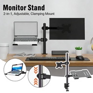 13-27 Inch 2 in 1 Clamping/Mounting Monitor Stand Monitor Table Multi-Direction Dual Arms Laptop