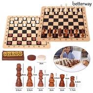 Betterway 1 Set Chess Toy Portable Travel Chess And Checkers Set Wear-resistant Chess Board Games for Kids Adults