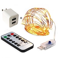 Dây đèn nháy led đom đóm trang trí dùng điện 220v cắm điện lưới vàng nắng có điều khiển từ xa decor 