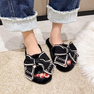 Dép nữ Bow Element Dép đi trong nhà Dép đi trong nhà Pellet Fluffy thoải mái Dép đi trong nhà bốn mù