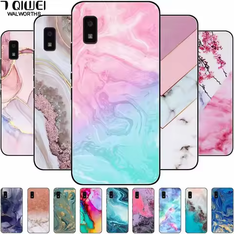 For Sharp Aquos Wish2 Wish 2 Case SH-51C Silicone Soft Marble Flower Black Back Covers for Sharp Aqu