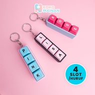 GANTUNGAN 4-SLOT Fidget Keycaps Keychain | Custom name Keychain | Keychain Keyboard | Stress Relief 