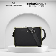 Charles Berkeley WINCHESTER Leather & Nylon Messenger Shoulder Bag Crossbody Bag fits 11" iPad Books