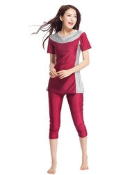 ผู้หญิงแขนยาวชุดว่ายน้ำสำหรับมุสลิม Hijab อาหรับชุดว่ายน้ำสำหรับชาวมุสลิมคลุมทั้งหมด Muslimah ผู้หญิ