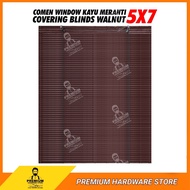 COMEN Wooden Outdoor Blind 5 Feet x 7 Feet (Walnut) Balcony Roller Curtain Shade Wood Blinds Bidai K