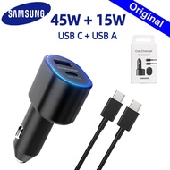 Pengecas Kereta Samsung Dual Usb 60w 45w 15w Jenis C Auto Chargeur Cargador Galaxy A50 A55 S24 S23 S