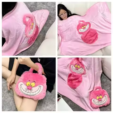 Cartoon The Cheshire Cat‌ Blanket Handbag Pillow Air Conditioning Blanket Office Nap Lunch Break Thr