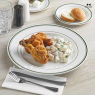 【拾拾食器】美國 TUXTON GREEN BAY 餐具◆綠線條-圓盤｜早餐盤 麵包盤 水果盤 菜盤 餐盤 瓷盤 台灣