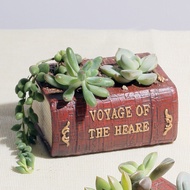 EAS-Book Shaped Succulent Pot Vintage Decorative Succulent Plant Pot Resin Flowerpot For Balcony Desktop Windowsill