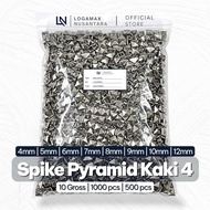 (±5,000 PCS) 4 LEGS PYRAMID SPIKE PUNK PYRAMID SPIKE/ PYRAMID BELT SPIKE PYRAMID JACKET SPIKE SILVER