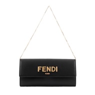 FENDI 金屬Logo 小牛皮皮夾式鏈包WOC （黑色） _廠商直送