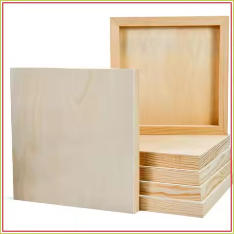 6 Pack 8x8 Inch Unfinished Wood Cradled Painting Panels for Art & Craft - Wooden Canvas Boards