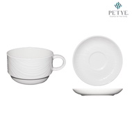 PETYE Flow Stacking Cup 7.5 oz.+Tea saucer 6" Coffee Glass Set +-CHP9+CHP7