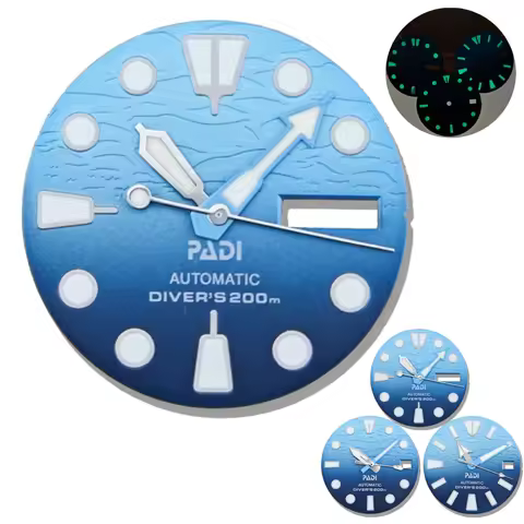 28.5mm Ocean Ripple Texture Watch Dial Green Lume No Logo for Seiko Sea Prospex PADI NH35 NH36 Autom