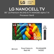 86 Inch LG Premium 4K UHD AI TV NANO80 with Wide Color Gamut & HDR10 (2025)