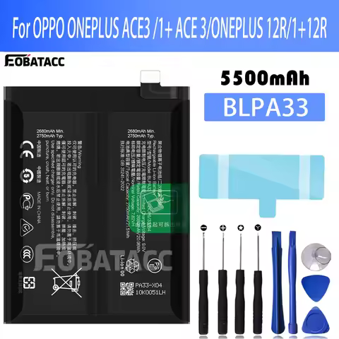 100% New Original Battery BLPA33 For OPPO 1+ ACE 3/1+12R /Oneplus ACE/Oneplus 12R Battery + Free Too