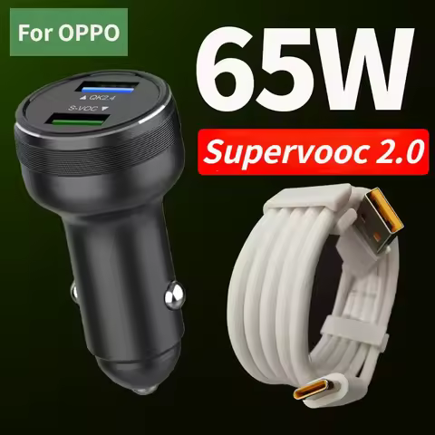 65W SUPERVOOC 2.0 Car Charger For OPPO Realme 65W Fast Car Charging Type-C Cable For Realme X50Pro R