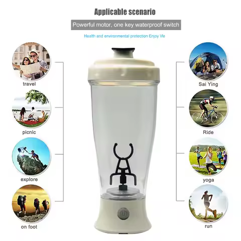 350ml Automatic Protein Shaker Bottle Portable Fitness Electric Shaker Cup Whey Protein Shaker Bottl