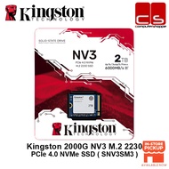 KINGSTON NV3 2230 PCIe 4.0 NVMe SSD (2TB/1TB/500GB) Up to 6,000MB/s read, 5,000MB/s write