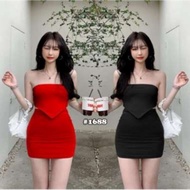 Sexy korean style/ skirt, span tube top, crop top, trendy/ set, mini skirt and tube top (xs-3xl)