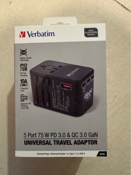 全新 旅行 萬用插 轉插 Verbatim 5 Port 75W PD 3.0 & QC 3.0 GaN Travel Adapter