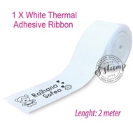 WHITE THERMO-ADHESIVE RIBBON For Mine Stamp/ Textile Stamp, Cop Pakaian (2 meter)